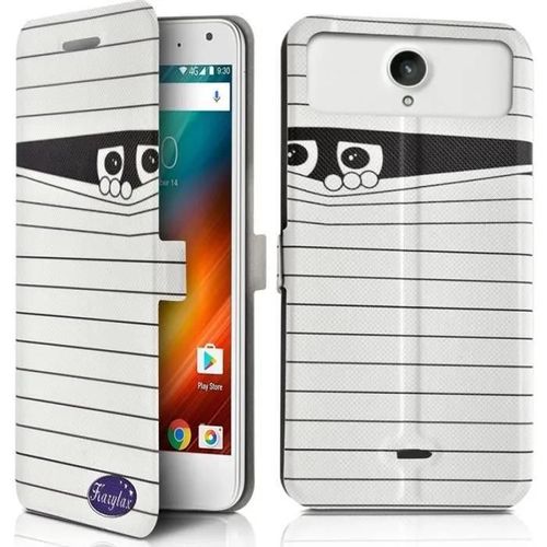 Etui De Protection Karylax Pour Smartphone Logicom Le Wave - Motif Sc04 - Blanc - Semi-Rigide - Rabat