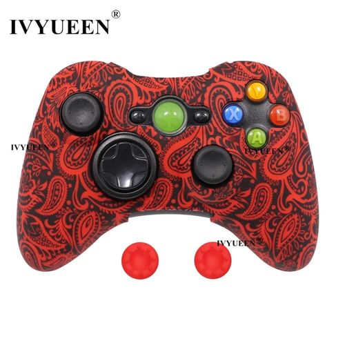 tui En Caoutchouc De Silicone Pour Manette Microsoft Xbox 360, Housse De Protection, Capuchons De Poignes De Pouce, Accessoires De Jeu-Red Leaf