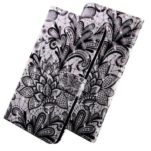 tui En Cuir 3d Pour Google Pixel 3a - Portefeuille  Rabat Avec Fentes Pour Cartes Et Lanire En Dentelle Noire