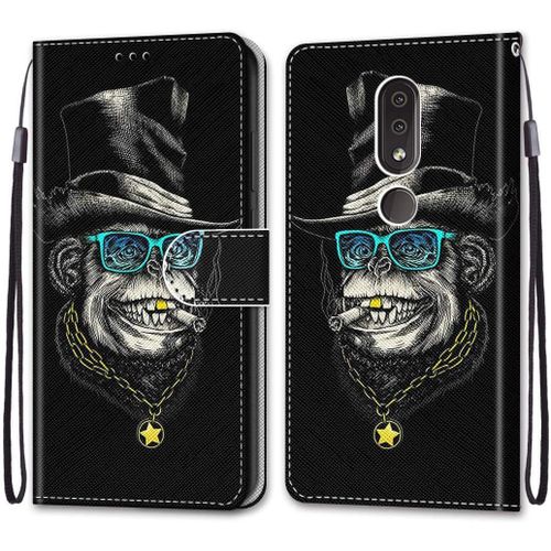 Etui En Pu 360 Protection Full Cuir Pour Nokia 4.2 5.71-Pouces Coque Flip Case Housse  Rabat Portefeuille tui Et Silicone Interne Cover Anti Choc Poche Motif Singe Riche Protection Bumper