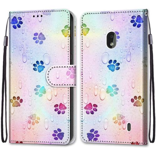Etui En Pu Cuir Coque Pour Nokia 2.2 Flip Folio Housse Magntique Empreinte De Couleur tui A Rabat Portefeuille Antichoc Porte Carte Housse Flip Stand Case Protective Nokia 2.2 5.71-Pouces