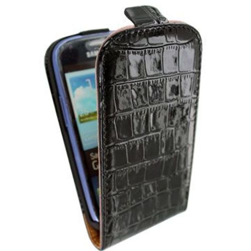 Etui Fashion Clip Croco Noir Pour Samsung S3 Mini