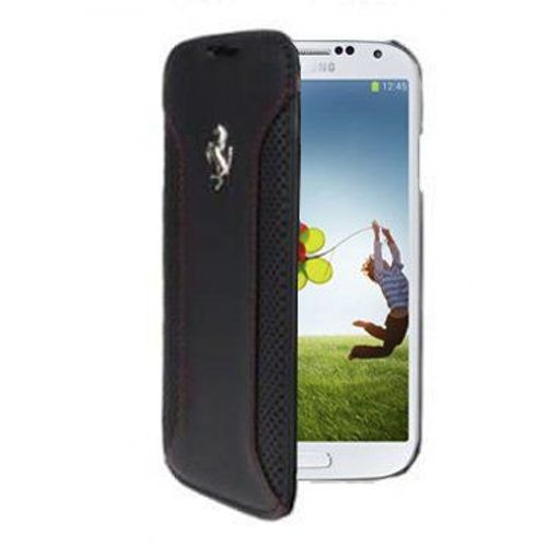 Etui Ferrari Collection F12 Cuir Noir Rabat Latral Samsung Galaxy S4 Fef12flbk