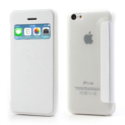 Etui Folio View Ultra Fin Blanc Pour Iphone 5c Avec Fentre De Visualisation Ap