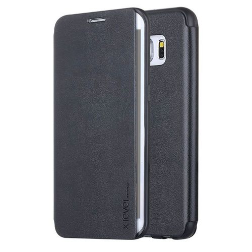 Etui Folio X-Level Pour S6 Edge Coloris Noir Avec Rabat Articul Fonction Stand