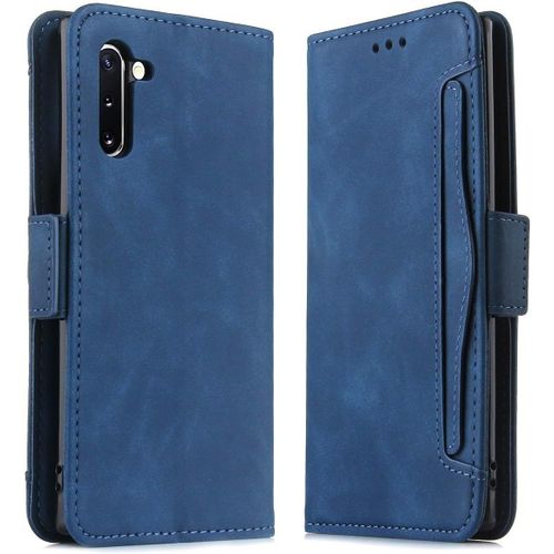 tui Galaxy Note10, Pu Cuir Tpu Coque Intrieure Boucle Magntique tui  Rabat Fonction Support Fente Carte Intgre Bo Tier Supplmentaire Fente Carte Pour Samsung Galaxy Note10 - Bleu