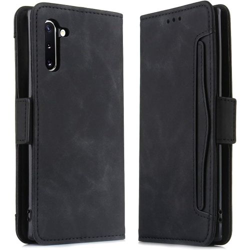 tui Galaxy Note10, Pu Cuir Tpu Coque Intrieure Boucle Magntique tui  Rabat Fonction Support Fente Carte Intgre Bo Tier Supplmentaire Fente Carte Pour Samsung Galaxy Note10 - Noir