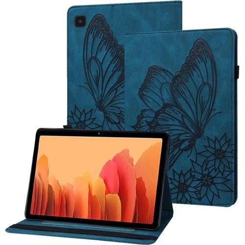 Etui Galaxy Tab A7 2022/2020 Housse En Cuir Pu Papillon En Relief Portefeuille Coque De Protection Tablette Pour Samsung Galaxy Tab A7 10.4 Pouces Sm-T500/T503/T505/T509 - Bleu Marine