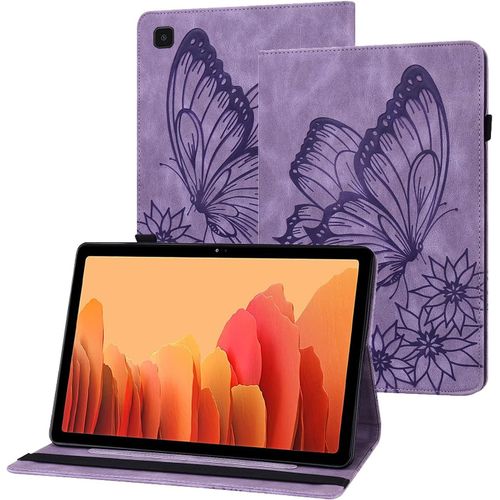 Etui Galaxy Tab A7 2022/2020 Housse En Cuir Pu Papillon En Relief Portefeuille Coque De Protection Tablette Pour Samsung Galaxy Tab A7 10.4 Pouces Sm-T500/T503/T505/T509-Violet
