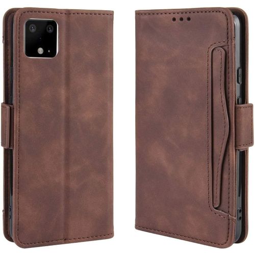 tui Google Pixel 4, Pu Cuir Tpu Coque Intrieure Boucle Magntique tui  Rabat Fonction Support Fente Carte Intgre Bo Tier Supplmentaire Fente Carte Pour Google Pixel 4 - Marron