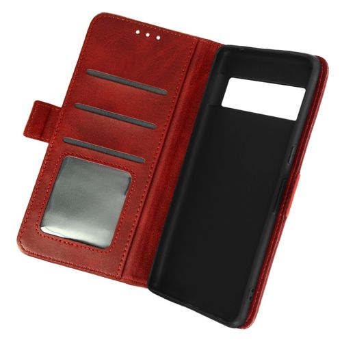 tui Google Pixel 7 Pro Portefeuille Support Double Languette Magntique Rouge