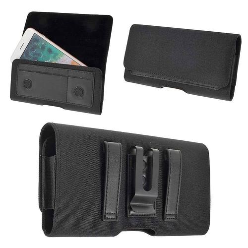 tui Horizontal Housse Clip Mtal Ceinture Pince En Textile Et Cuir Avec Porte-Cartes Pour Oneplus 6t - Noir