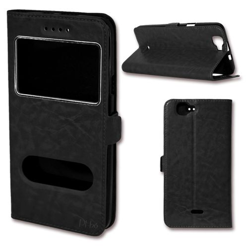 Etui Housse Coque Folio Noir  Pour Logicom L-Ement 401 By Ph26