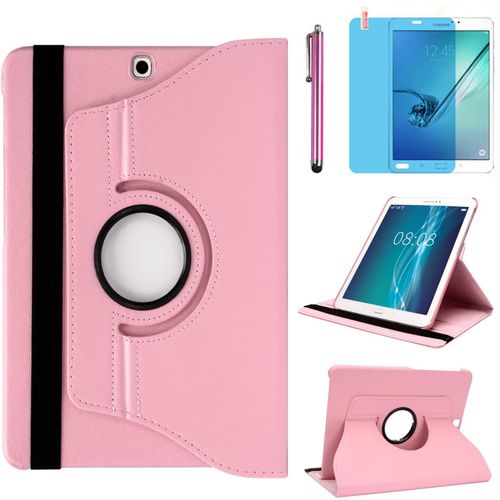 tui Housse Coque Samsung Galaxy Tab S2 9.7 2015 (Sm-T810 Sm-T813 Sm-T815 Sm-T817 Sm-T819) - Coque De Protection Complte Rotative  360 Degrs Avec Support, Stylet, Film D'cran (Pink).[F2664]