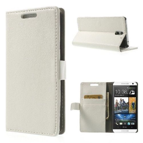 Etui Htc Desire 610 - Housse Portefeuille Support Vido Grain Blanc