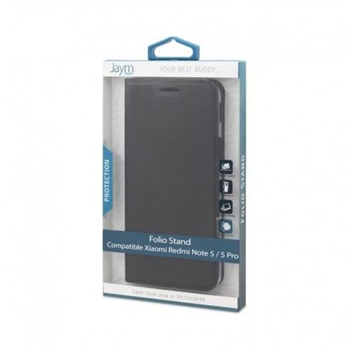 Etui Jaym Folio Stand Noir Avec Rabat Latral Xiaomi Redmi Note 5