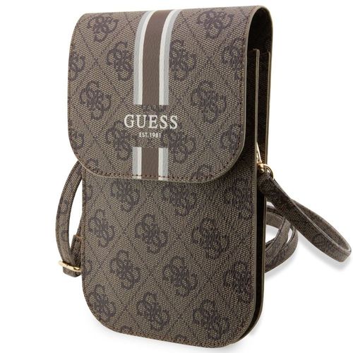 Etui Luxe Guess Sacoche  Bandoulire Coloris Marron Stripes