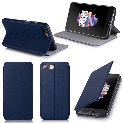 Etui Luxe Oneplus 5 Bleu 2017 / 2018 Ultra Slim Cuir Style Avec Stand - Housse Folio Etui  Rabat Coque De Protection One Plus 5 4g Dual Sim Bleue - Accessoires Pochette Xeptio : Exceptional Case !