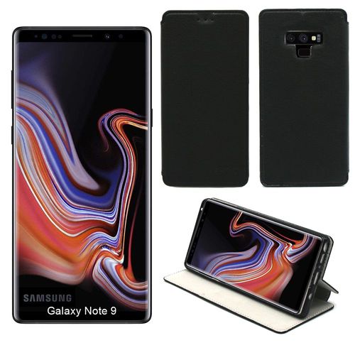 Etui Luxe Samsung Galaxy Note 9 Noir Slim Cuir Style Stand Smartphone 2018 - Housse Coque Anti Choc De Protection Note9 - Accessoires Pochette Case