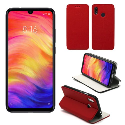 Etui Luxe Xiaomi Redmi Note 7 / Note 7 Pro 4g Rouge Ultra Slim Cuir Pu Avec Stand - Housse Coque De Protection Redmi Note 7 Smartphone 2019 - Accessoires Pochette Cover Xeptio Case