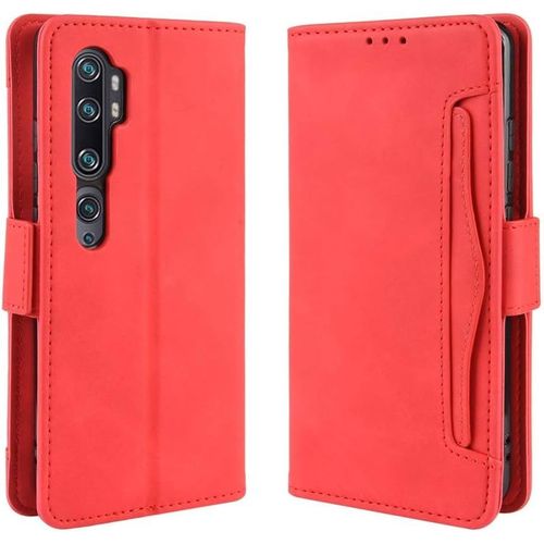 tui Mi Note 10 Pro, Pu Cuir Tpu Coque Intrieure Boucle Magntique tui  Rabat Fonction Support Fente Carte Intgre Bo Tier Supplmentaire Fente Carte Pour Xiaomi Mi Note 10 Pro - Rouge