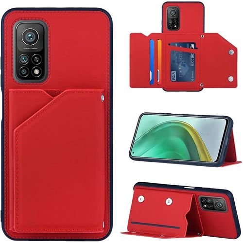 tui Portefeuille Arrire En Cuir Avec Emplacements Pour Cartes, Pour Xiaomi Mi 10 T 10t Pro Mi10t Pro - tui  Rabat De Luxe Avec Support - Accessoires Rouge, Mi 10t/10tpro