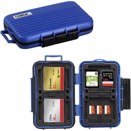 tui pour Carte mmoire SD tanche Antichoc rsistant  l'eau pour 8 Cartes SD, 4 Cartes CF et 12 Cartes Micro SD/TF (Bleu)