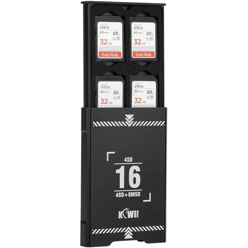 tui Pour Cartes Mmoire 16 Emplacements Pop-Up En Aluminium Rsistant Aux Chocs Pour 8 Cartes Micro Sd Et 8 Cartes Sd Avec Cordon