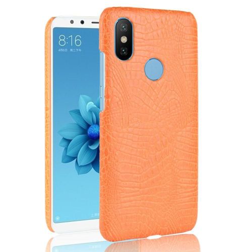 tui Pour Classique lgant Xiaomi Mi A2 Lite /Redmi 6 Pro Compatibilit Housse De Protection Anti raflure Mode Classique D'alligator - Couleur Orange