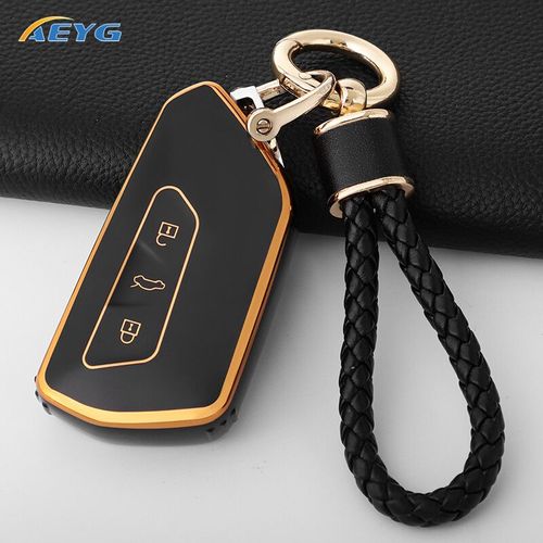 tui Pour Cl De Voiture,Housse Pour Vw Volkswagen Golf 8 Mk8 Id.3 Id.4 Octavia A8 Mk4 2020 2021 Formentor Tarraco - Type Gold-Black A3-Set1