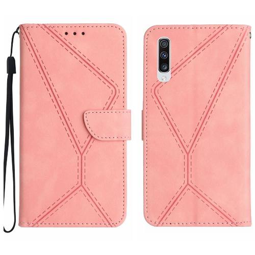 tui Pour Coque Pour Tlphone Samsung Galaxy A50/A50s/A30s Couture En Relief Cuir Pu Doux Tpu De Haute Qualit Portefeuille En Cuir - Couleur Rose