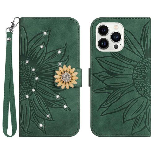 tui Pour De Tlphone Pour Iphone 15 Pro Max Coque En Tpu Antichoc Couverture En Cuir Pu Titulaire De La Carte Carte De Crdit Portefeuille Flip - Vert