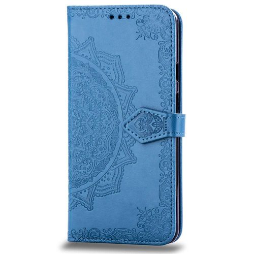 tui Pour Google Pixel 3 Simple Entreprise Motif Exquis tui En Cuir Couverture Rabotant Antichoc - Bleu