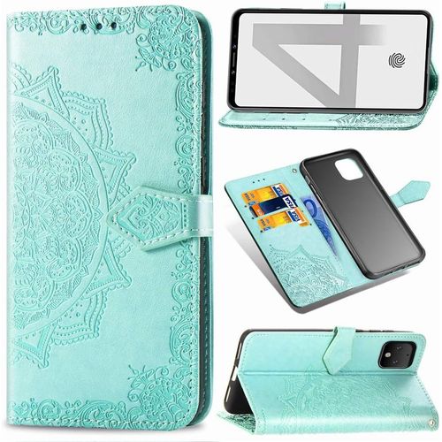 tui Pour Google Pixel 4 Pu Magntique Pochette Cuir Housse Charmant Mandala Gaufrage Design Stent Fonction Rabattable Pour Google Pixel 4 Vert