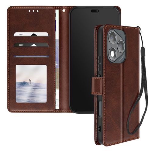 tui pour Honor 400 Lite Dragonne Clapet Support Portefeuille Marron