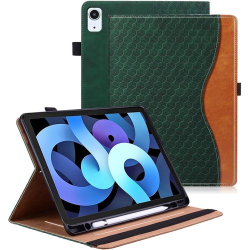 tui Pour Ipad Air 11'' M2 (2024), Ipad Air 5./4. Generation 2022/2020 10.9'' Avec Porte-Crayon, Portefeuille En Cuir Support Multi-Angle De Mise En Veille/Rveil Automatique, Vert Fonc.[F4847]