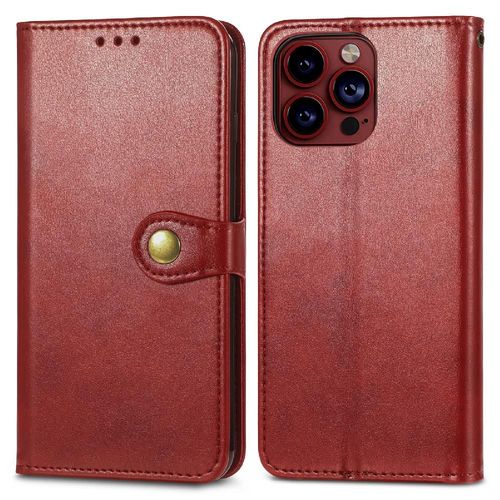 tui Pour Iphone 15 Pro Max Fonction Portefeuille Conception De Mode tui En Cuir Affaires Exquises Couverture Rabotant - Rouge