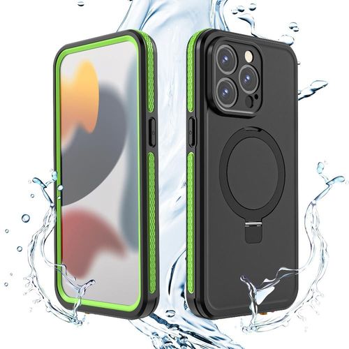 tui Pour Iphone 15 Pro Max Ip68 tanche Plein Avec Support En Mtal Compatible Magsafe tui tanche - Vert