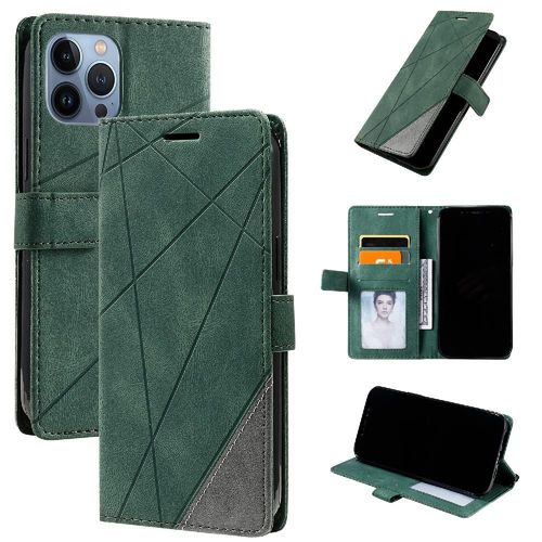 tui Pour Iphone 15 Pro Max Porte-Cartes Kickstand Magntique Cuir Pu Antichoc Portefeuille Flip Folio - Vert