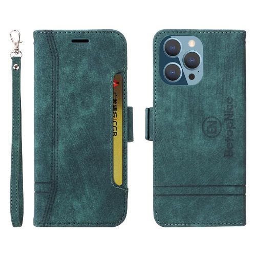 tui Pour Iphone 15 Pro Max Fentes Pour Cartes Portefeuille  Rabot Cuir Tpu Magntique - Vert