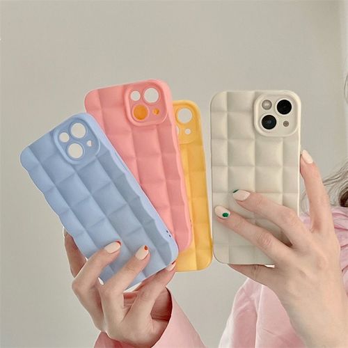 tui Pour Iphone11 tui De Tlphone Portable Simple Carr En Trois Dimensions Pour Femmes En Silicone