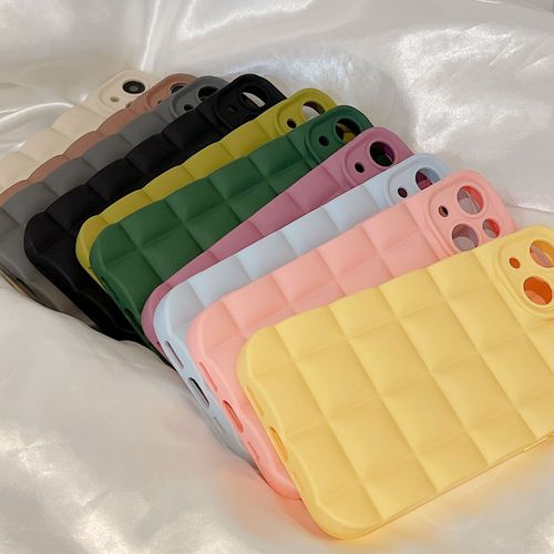 tui Pour Iphone13promax Silicone De Cas De Tlphone Portable Simple Carr En Trois Dimensions De Couleur Unie
