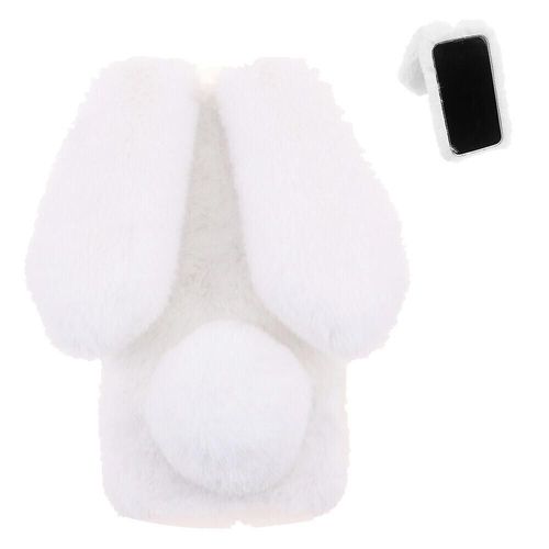 tui Pour Lg G6 Fit Oreilles Mignonnes De Lapin En Peluche tui De Tlphone En Peluche Automne Et Hiver - Blanc