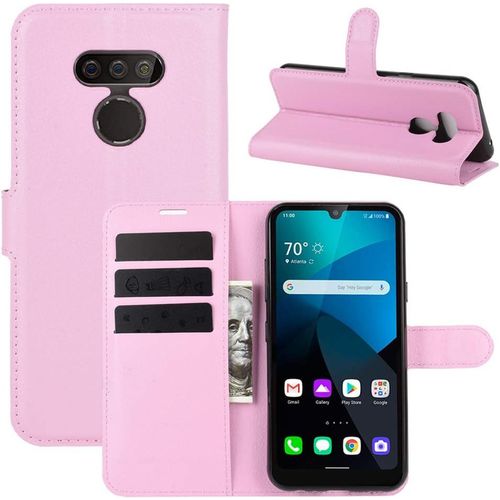 tui Pour Lg Harmony 4 Lm K400 6 5 Pouces Pu Cuir Housse Flip Coque Litchi Motif Avec Built Stand Et Magntique Fermeture Portefeuille Shell De Protection Rose Chaud