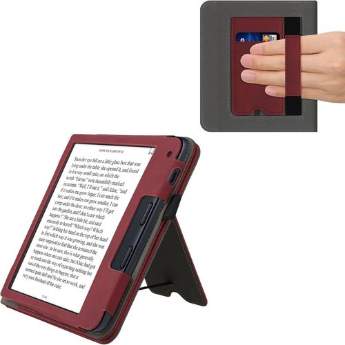 tui Pour Liseuse lectronique Compatible Avec Kobo Libra 2 - Housse Rabat Liseuse En Simili Cuir - Rouge Fonc[Kin6251637]