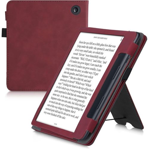 tui Pour Liseuse lectronique Compatible Avec Kobo Sage - Housse Rabat Liseuse En Simili Cuir - Rouge Fonc[Kin6250302]