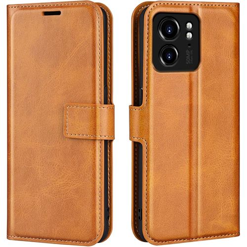 tui Pour Motorola Edge 40 6,55 Pouces Pu Cuir Housse Flip Coque Avec Built Stand Et Boucle Carre Magntique Fermeture Portefeuille Shell De Protection Brun Clair