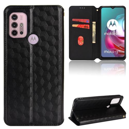 tui Pour Motorola Moto G30 / G20 / G10 Portefeuille Cuir Pu Motif 3d Fermeture Magntique Titulaire De Fentes Pour Cartes - Noir