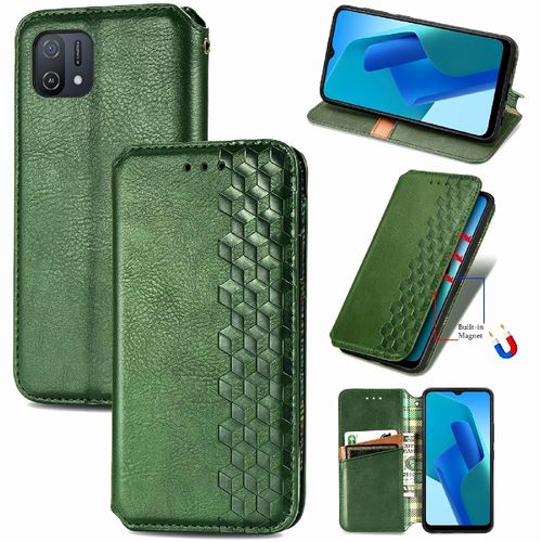 tui Pour Oppo A16k Affaires Exquises tui En Cuir Fonction Portefeuille Conception De Mode Couverture Rabotant - Vert