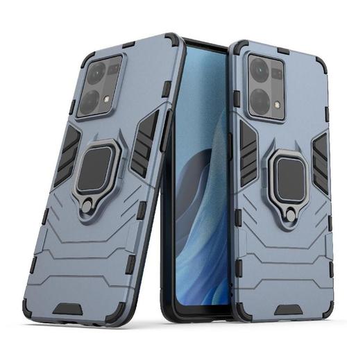 tui Pour Oppo Reno 7 4g Anneau Rotatif  360 ° Couverture Antichoc Protection Militaire Contre Les Chutes Bicelle - Gris